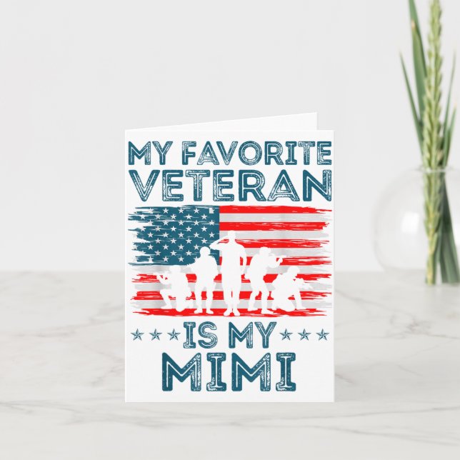Cartão My Favorite Veteran Is My Mimi American Flag Veter (Frente)