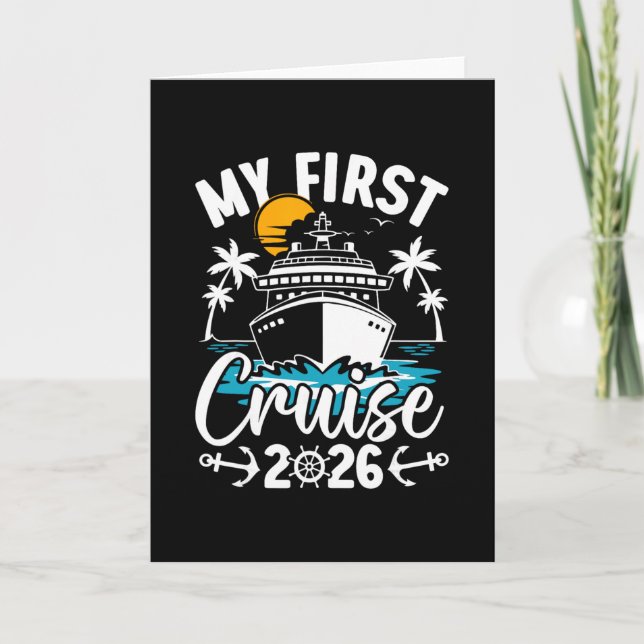 Cartão My First Cruise 2026 Cute Family Vacation Cruising (Frente)
