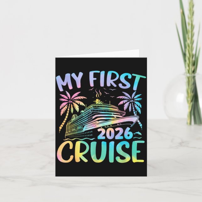 Cartão My First Cruise 2026 Vacation Tie Dye Family Cruis (Frente)