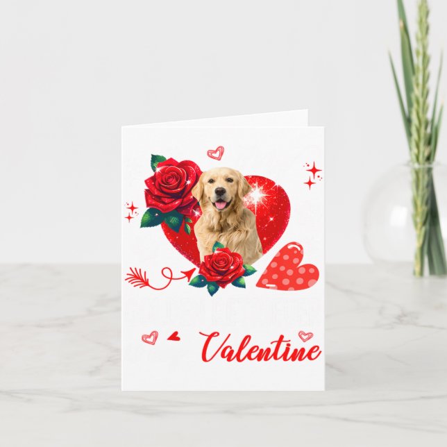 Cartão My Golden Retriever Is My Valentine Owner Floral H (Frente)