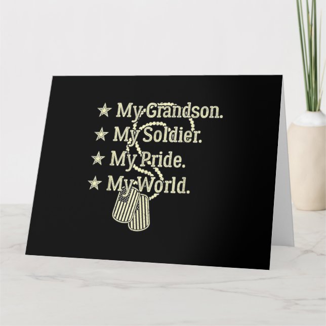 Cartão My Grandson My Soldier Hero Proud Military Grandpa (Frente)