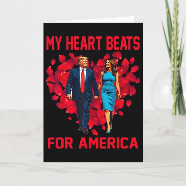 Cartão My Heart Beats For America Trump Valentine's Day 3 (Frente)