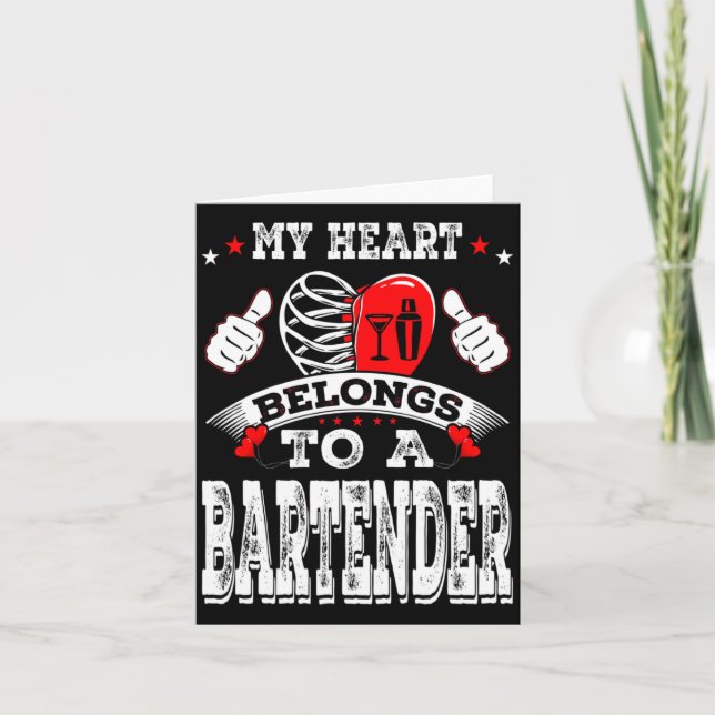 Cartão My Heart Belongs To A Bartender Valentine Day  (Frente)