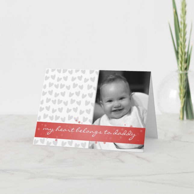 Cartão my heart belongs to daddy hearts with red ribbon (Frente)