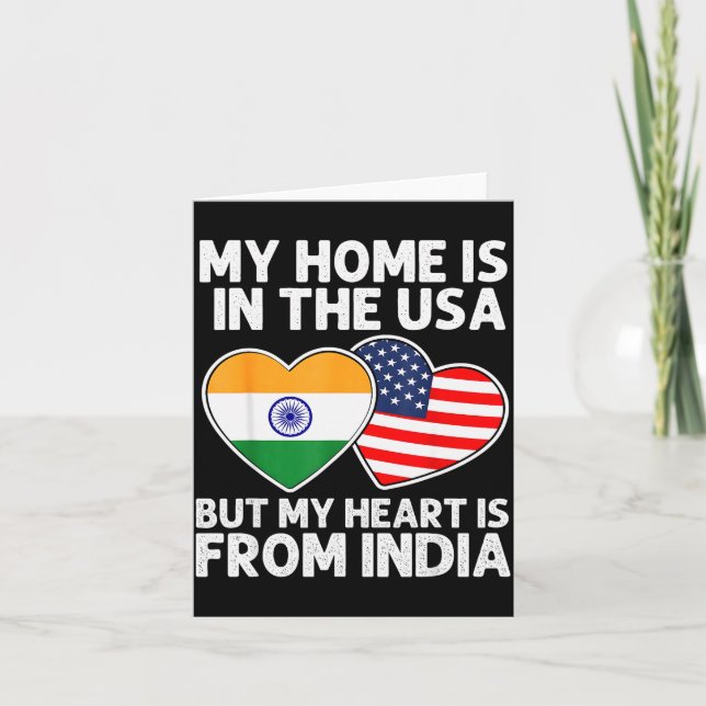 Cartão My Home Usa My Heart India Indian American Pride F (Frente)