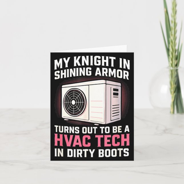 Cartão My Knight In Shining Funny Hvac Tech Wife Women Gi (Frente)