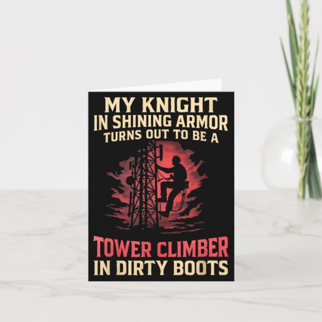 Cartão My Knight In Shining Funny Tower Climber Wife Wome (Frente)