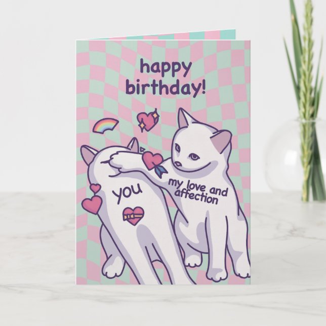 Cartão My Love and Affection Birthday Slap – Funny Cat Gr (Frente)