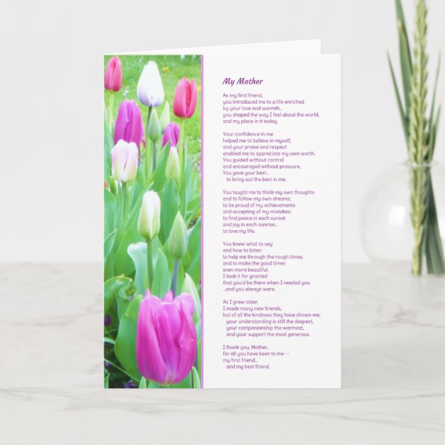 Cartão My Mother, My Best Friend (Frente)
