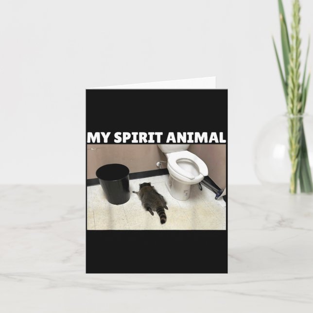 Cartão My Srit Animal Drunk Raccoon Funny Lazy Mood  (Frente)