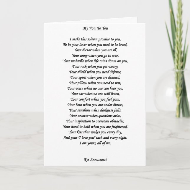 Cartão MY VOW TO YOU Greeting Card (Frente)