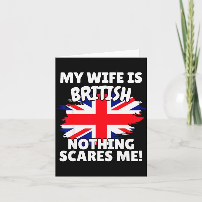 Cartão My Wife Is British Funny Great Britain Flag Gift F (Frente)