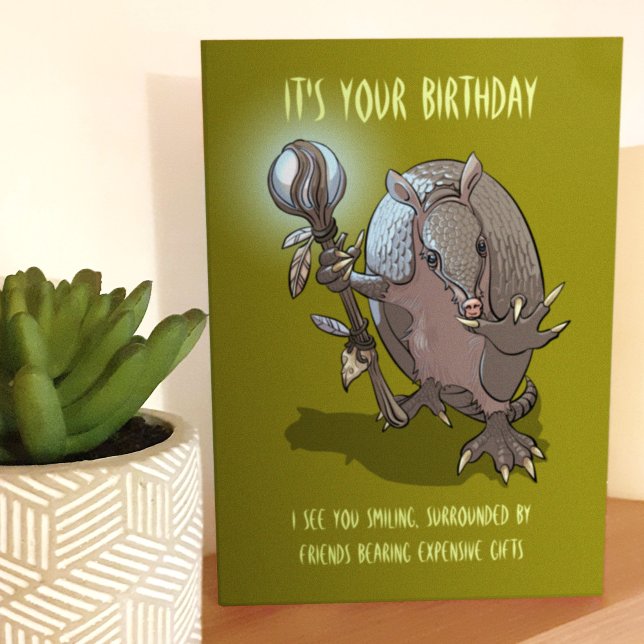 Cartão Mystic Armadillo Birthday Prediction Cartoon (Criador carregado)