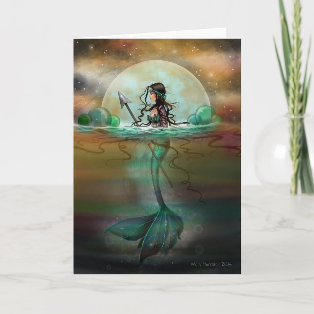 Cartão Mystic Sea Mermaid Fantasy Art de Molly Harrison (Frente)