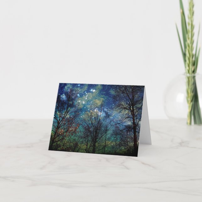 Cartão Mystical Celestial Forest Stars Nature Note Card (Frente)