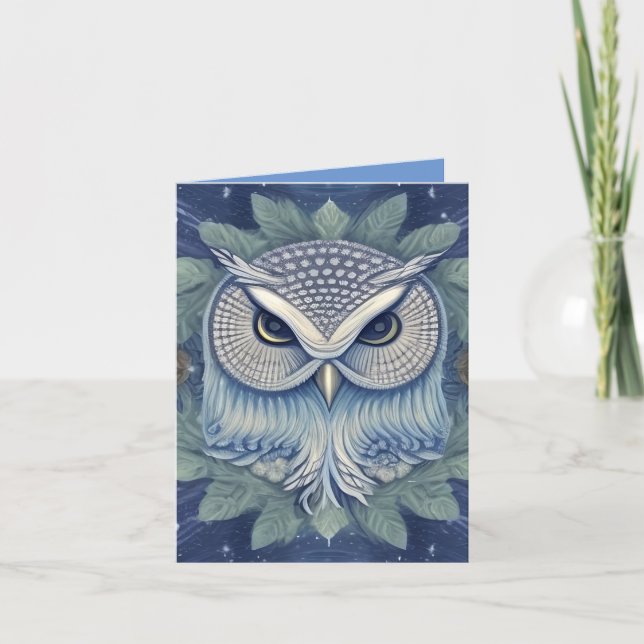 Cartão Mystical Fantasy Forest Owl (Frente)