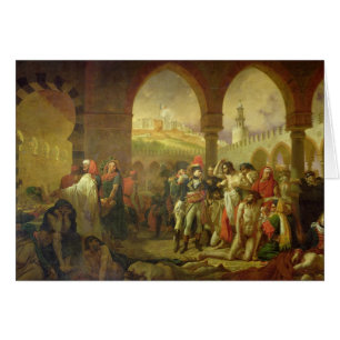 Cartão N. Bonaparte que visita o praga golpeado de