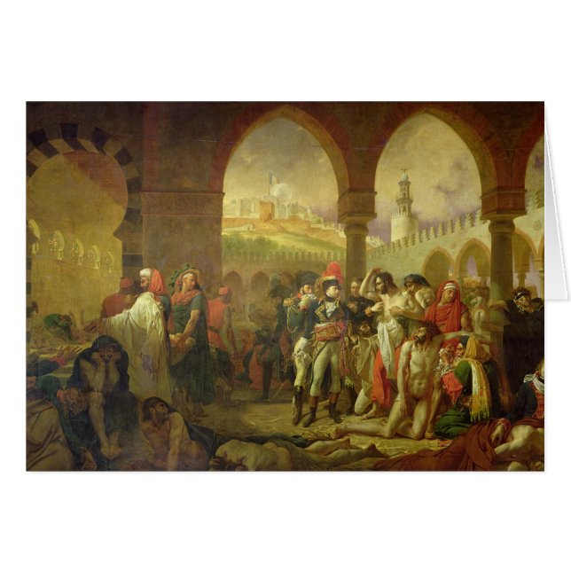 Cartão N. Bonaparte que visita o praga golpeado de (Frente Horizontal)