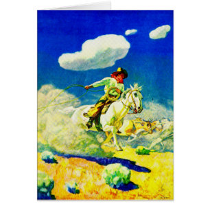Cartão N. C. Wyeth cowboy