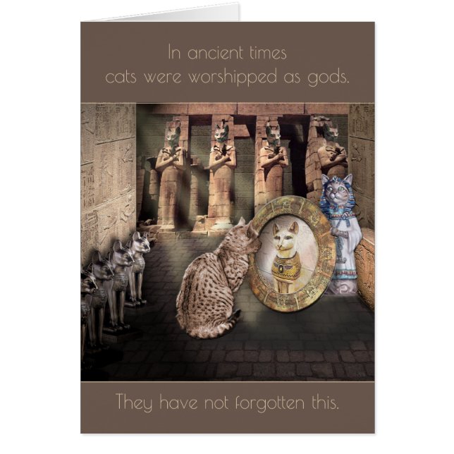 Cartão Na Antiguidade, Gatos eram adorados como Deuses... (Frente)