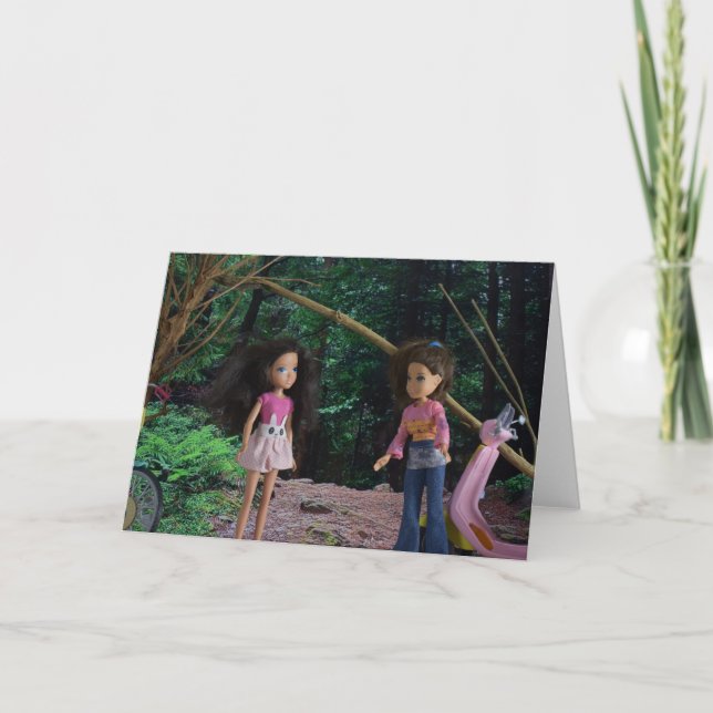 Cartão Na floresta com minha irmã mais velha (Frente)