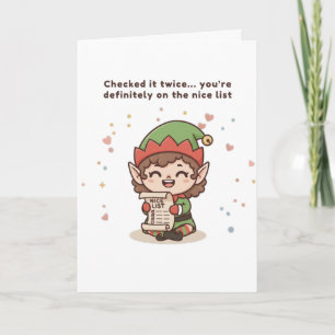Cartão Na Lista dos Boas Festas Fofo Puchi Dōshi Elf Nata
