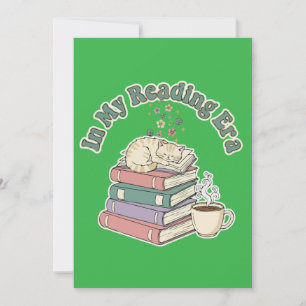 Cartão Na Minha Era de Leitura Gato Fofo Amante de Livros
