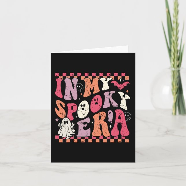 Cartão Na Minha Era Spooky Groovy Hippie Halloween Ghost (Frente)