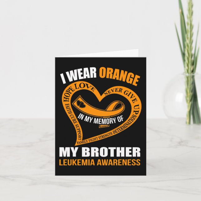 Cartão Na minha memória do meu irmão, LEUKEMIA, SENSIBILI (Frente)