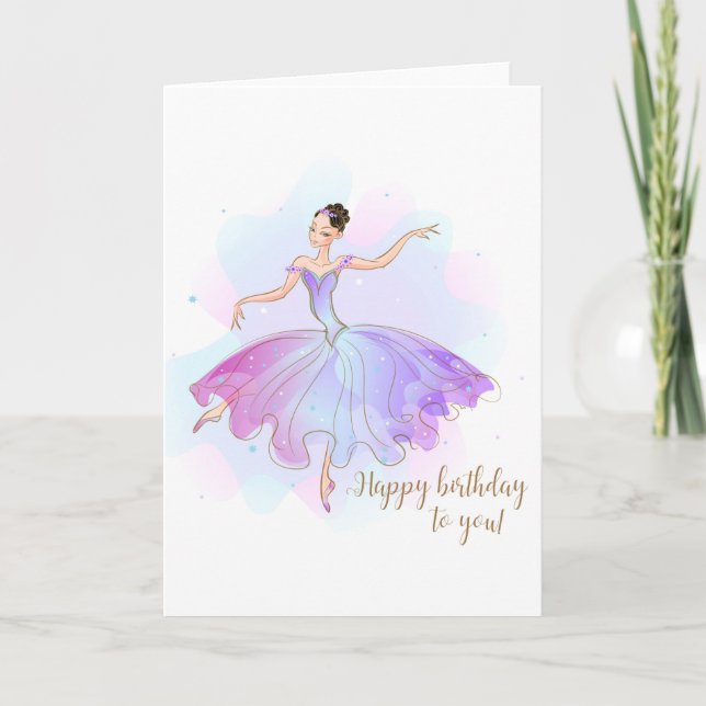 Cartão Na moda Ballerina Birthday Deseja | Aniversário (Frente)