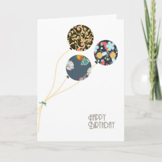 Cartão Na moda Floral Happy Birthday Balloons