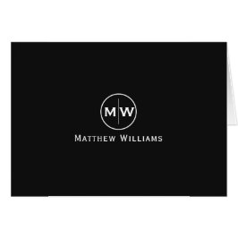 Cartão Na moda Negro Círculo Moderno Dois Monograma Inici