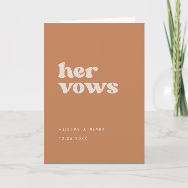 Cartão Na moda retro açúcar castanho Os votos de casament (Frente)