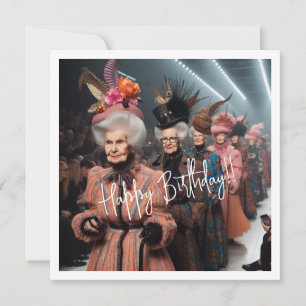 Cartão Na moda, vovó, vovó feliz de aniversário