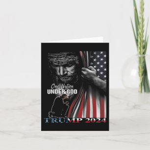 Cartão Nação Sob Deus Trump 2024 God American Flag 1