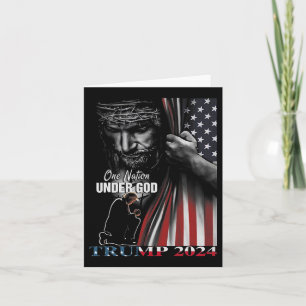 Cartão Nação Sob Deus Trump 2024 God American Flag 1