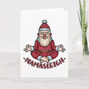 Cartão Namasleigh Papai Noel Engraçado Yoga Meditar Natal