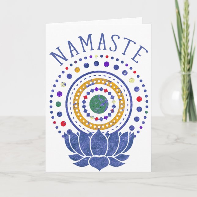 Cartão Namaste Chakra Colors Greeting Card (Frente)
