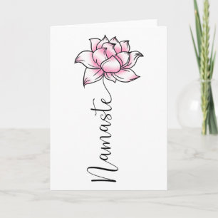 Cartão Namaste Lilly Lótus Rosa Flor Fofo Hindi Ioga Lo