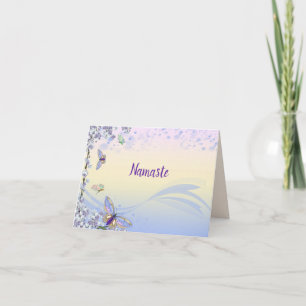 Cartão Namaste Obrigado Borboletas Lindas Pastel