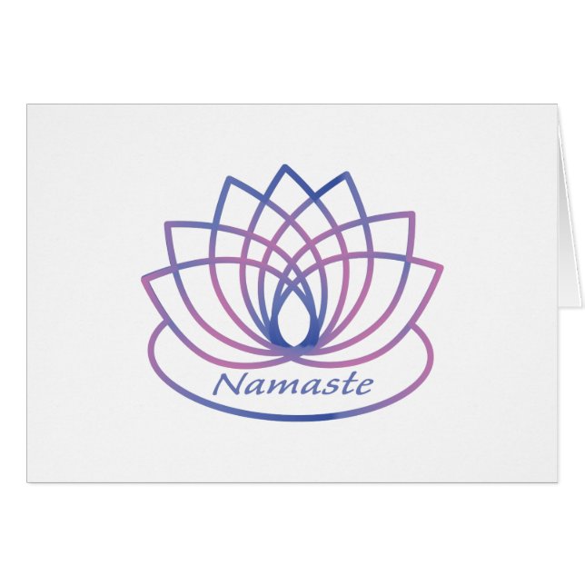 Cartão Namaste Purple e Flor de Lotus Rosa (Frente horizontal)