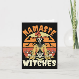 Cartão Namaste Witches Skeleton Halloween Yoga