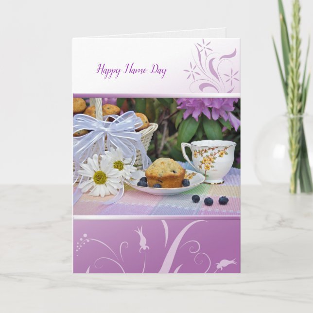 Cartão Name Day garden tea with muffins (Frente)