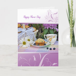 Cartão Name Day garden tea with muffins