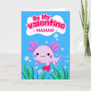 Cartão Namorados de Mamaw Axolotl com coração