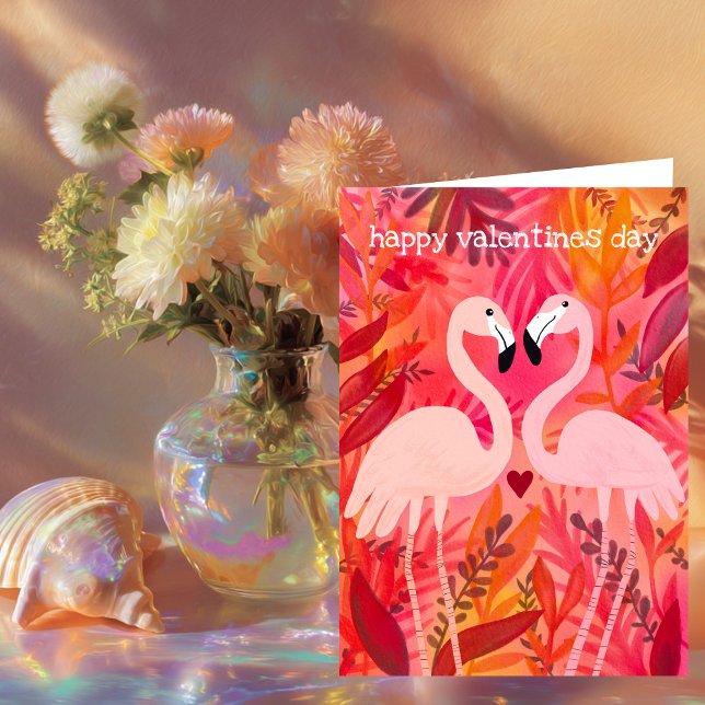 Cartão NAMORADOS de PINK Flamingos, Grito, Grito (TICKLED PINK Flamingos Valentine Whimsical Cute Card
)