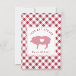 Cartão Namorados de sala de aula de fotos Gingham com Hog