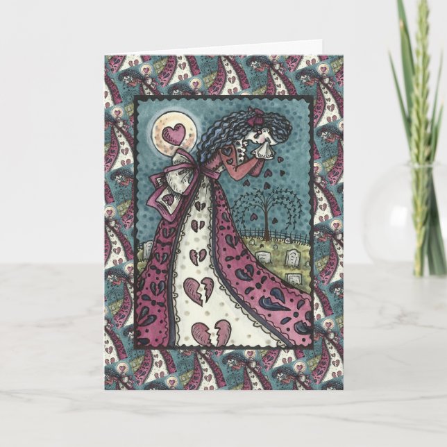 Cartão Namorados DE SEMANA COM CORAÇÃO QUEBRADA, Vazio DE (Frente)