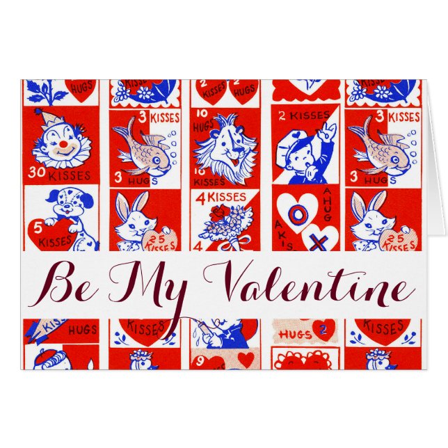 Cartão Namorados Retro Love Hugs Padrão de Corte (Frente Horizontal)