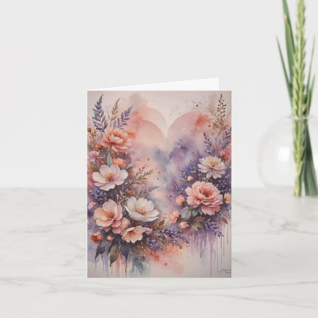 Cartão Namorados Romântico Corações e Flores (Frente)